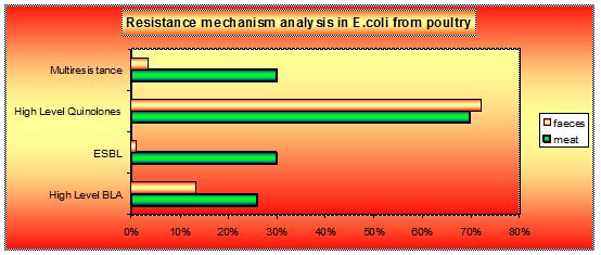 Resistance mechanism analysis in E.coli from poultry