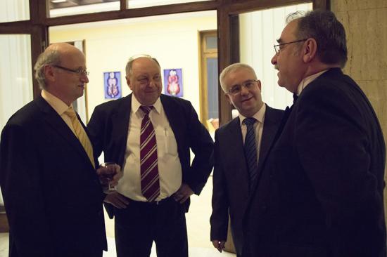 I tu sa debata točila okolo pracovných problémov. Zľava Juraj Koppel, Vojtech Rušin, Miroslav Morovics a Marián Reiffers